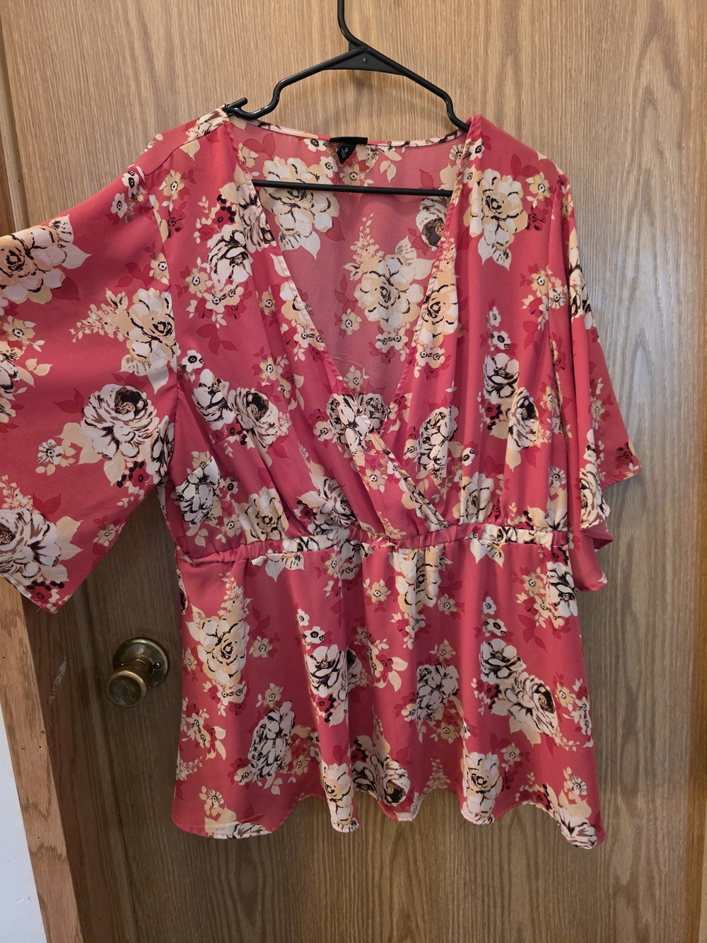 torrid Coral Pink Floral Wrap Peplum Top